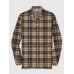 Fashion Brown Retro Plaid Printing Men‘s Long Sleeve Polo