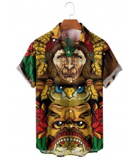 Native Indian Lapel Print Shirt 18933009X