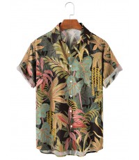 Men's Tropical Plant Hawaiian Short Sleeve Shirt