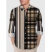 Plaid Series Two-Tone Black-NavajoWhite Lattice Stitching Men's Long Sleeve Shirt