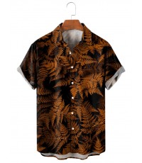 Men's Casual Printed Lapel Short Sleeve Shirt 04266509M