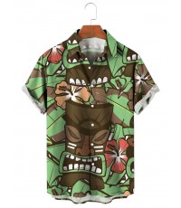 Men's Tiki Tropical Hawaiian Short Sleeve Shirt